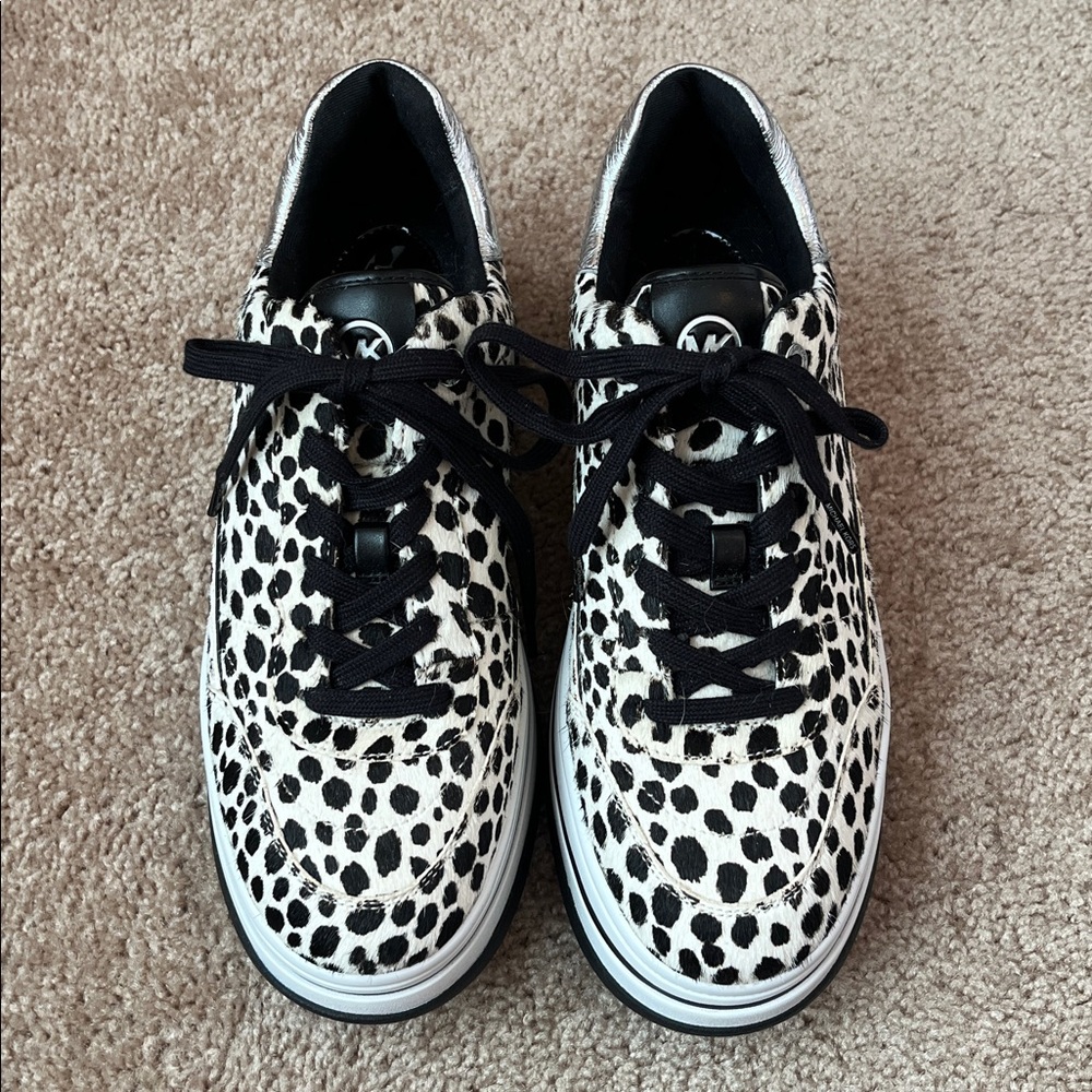 NWOT Michael Kors Hayes Cheetah Calf Hair Platform Sneakers - Picture 4 of 12